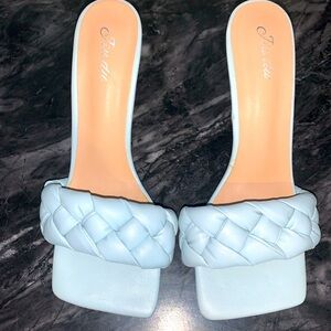 Blue heel slides